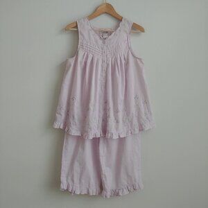 Carroll Reed embroidered babydoll pajama set sleeveless top capris purple